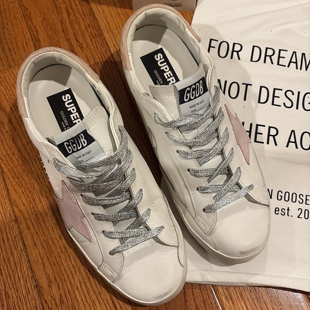 Golden Goose White and Pink Star Sneakers size 40 - Picture 2 of 5